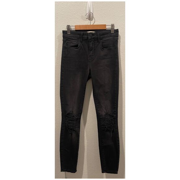 L'AGENCE Distressed Mid-Rise Skinny Leg Pockets Black Jeans - Picture 1 of 5